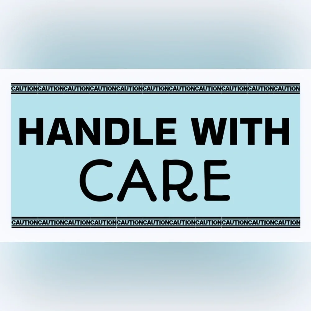 30 STICKERS - 2” x 1” - HANDLE WITH CARE